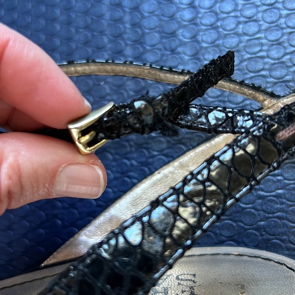 Franco Sarto Black Croc Espadrille Bow Wedge Sandals | Size 8.5 - Picture 11 of 11